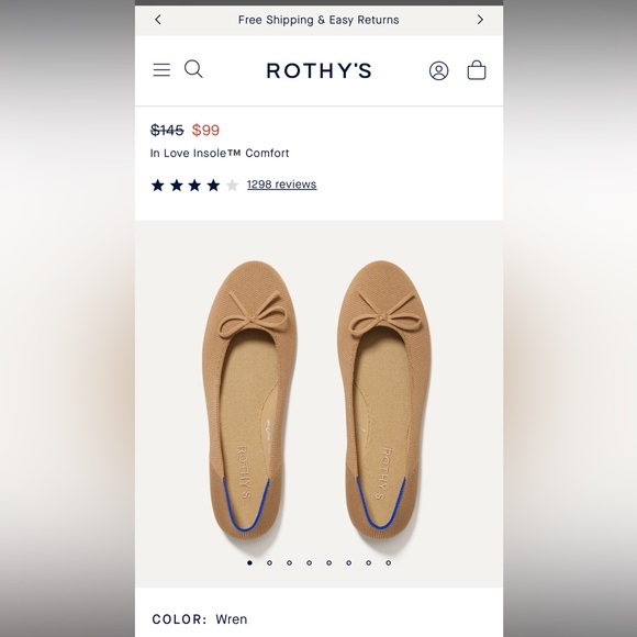Rothy’s the Ballet Flat wren size 7.5 - new in box - Picture 1 of 4